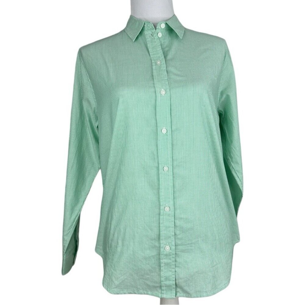 Everlane Women’s NWT Green Striped The Silky Cotton‎ Relaxed Career Shirt 0/C38
